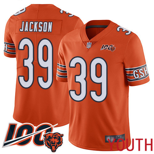 Chicago Bears Limited Orange Youth Eddie Jackson Alternate Jersey NFL Football #39 100th Season